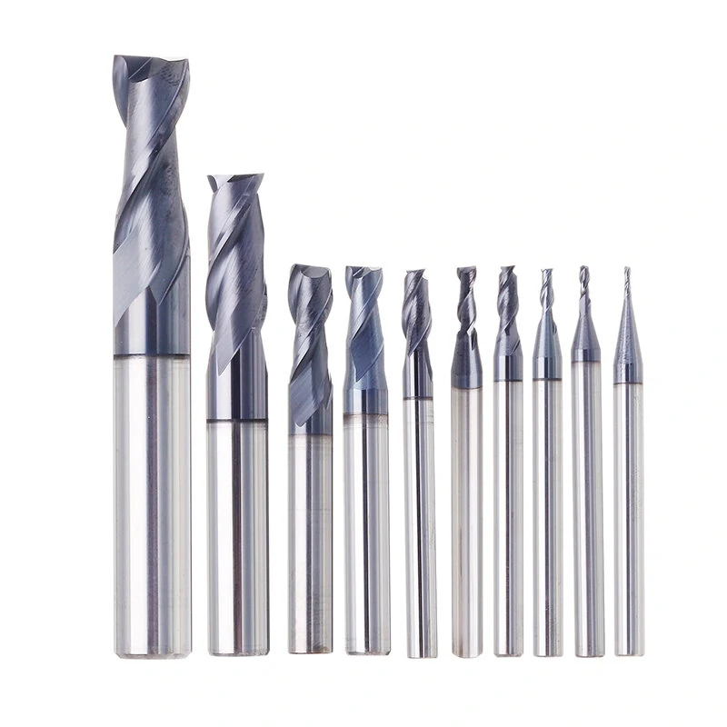 Drillpro 1-10mm HRC55 TiAlN 2 Flutes End Mill Cutter Tungsten Carbide Milling Cu
