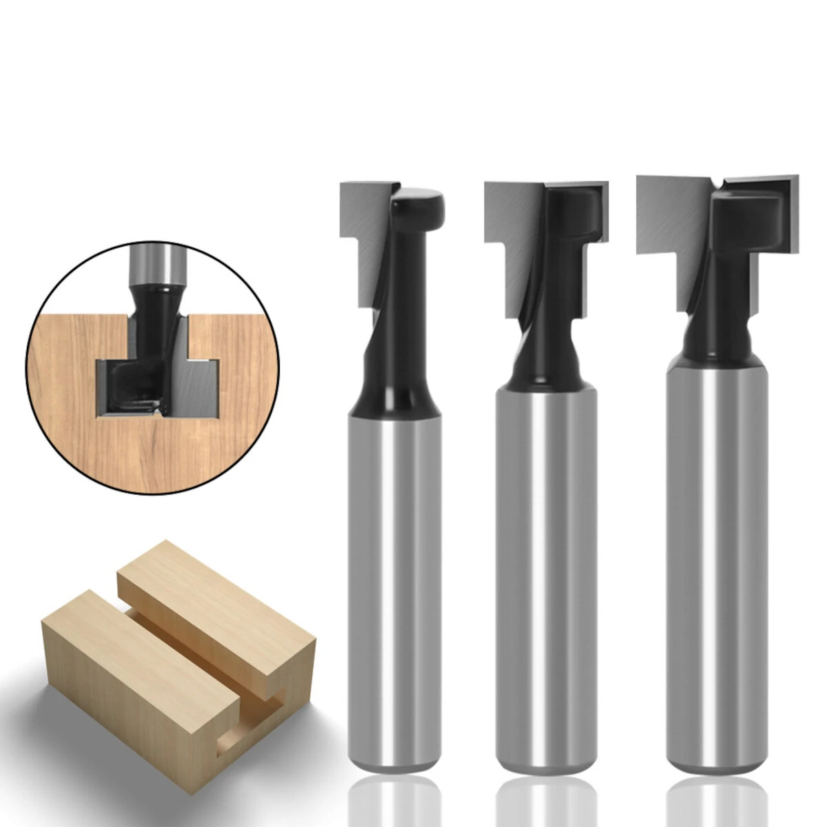 Drillpro 1/3Pcs 8mm Shank T-Slot Keyhole Cutter Wood Router Bit Carbide Cutter F — Drillpro