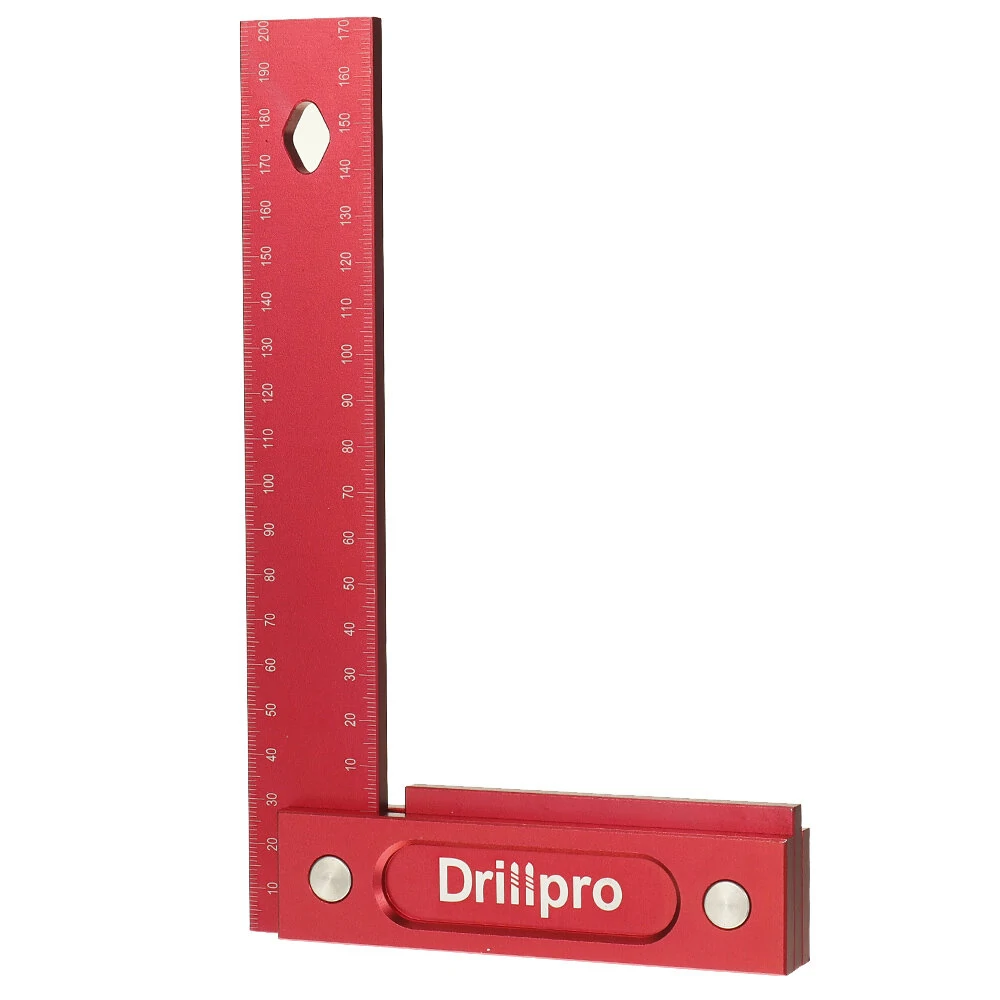 Drillpro 150/200mm Metric Precision Woodworking Square Aluminum Alloy Wide Seat