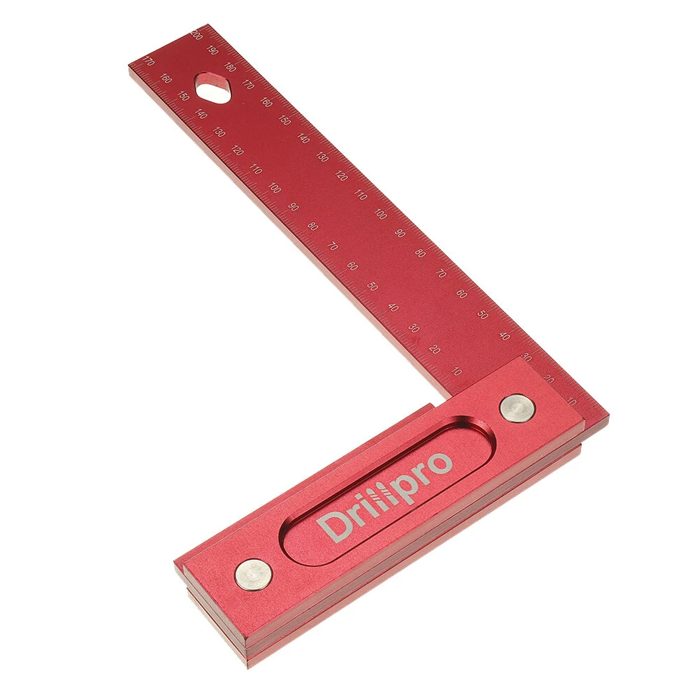 Drillpro 150/200mm Metric Precision Woodworking Square Aluminum Alloy Wide Seat — view 3