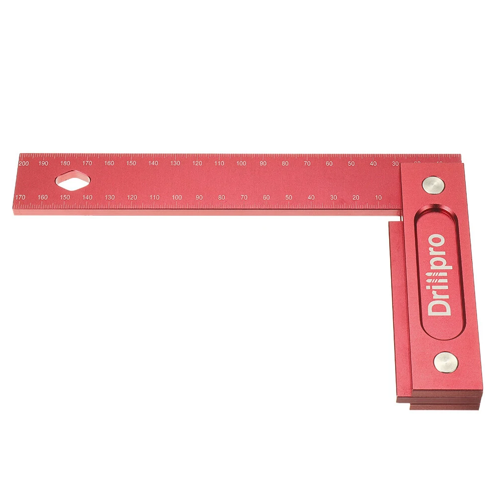 Drillpro 150/200mm Metric Precision Woodworking Square Aluminum Alloy Wide Seat — view 4