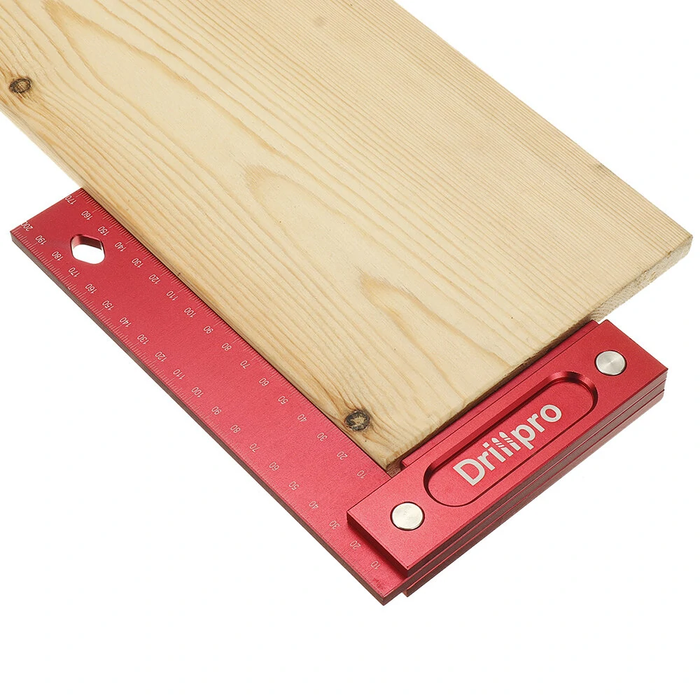 Drillpro 150/200mm Metric Precision Woodworking Square Aluminum Alloy Wide Seat — view 6