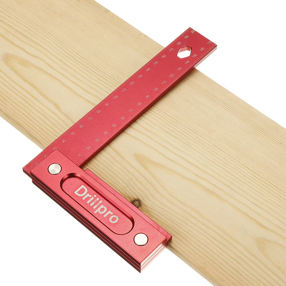 Drillpro 150/200mm Metric Precision Woodworking Square Aluminum Alloy Wide Seat — view 7