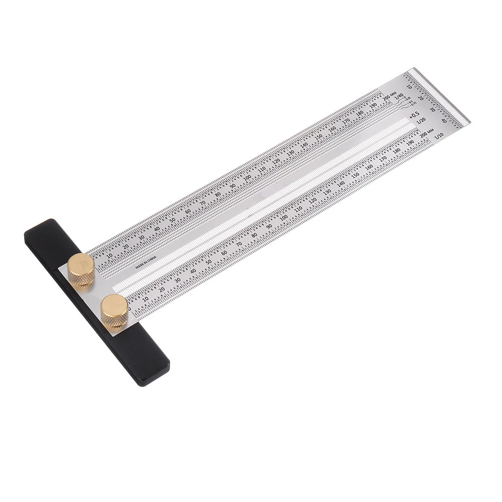Drillpro 200/300/400mm Stainless Steel Precision Marking T Ruler Hole Positioning Measuring Ruler Woodworking Scriber Scribing Tool — Drillpro