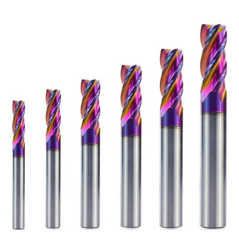 Drillpro 5/6/8/10/12mm ULTRA Surface Tungsten Carbide End Mill HRC60 4 Flute Spiral End Milling Cutter CNC Router Bit — view 2