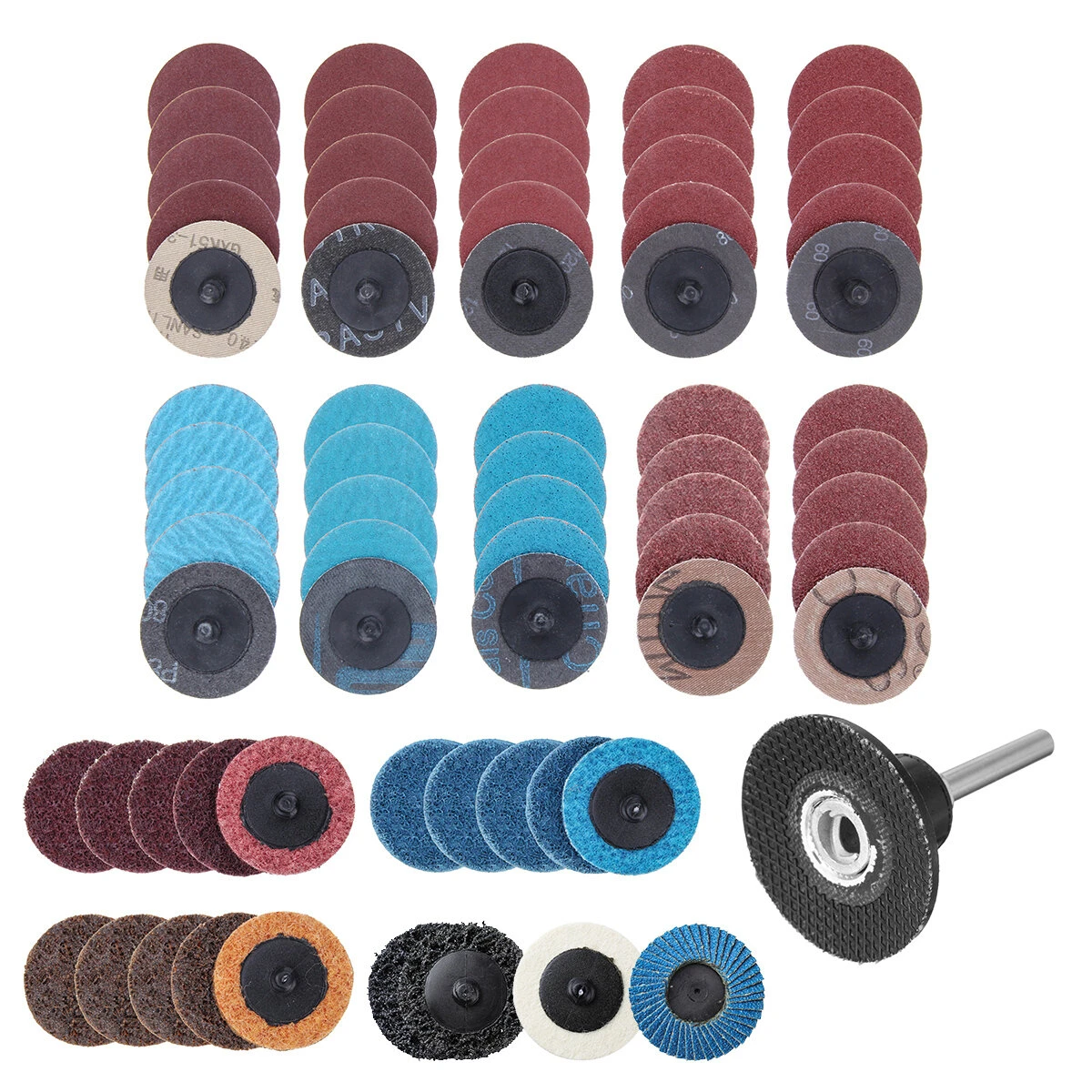 Drillpro 70pcs Sanding Discs Set 2'' Type R Roll Lock Discs Pads Sanding Abrasives US — Drillpro
