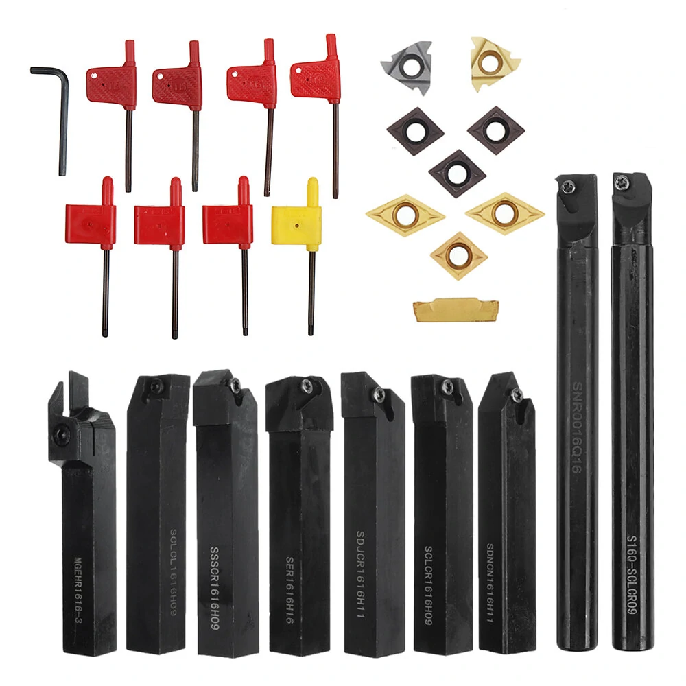 Drillpro 9pcs 16mm Shank Lathe Boring Bar Turning Tool Holder Set With Carbide I — view 10