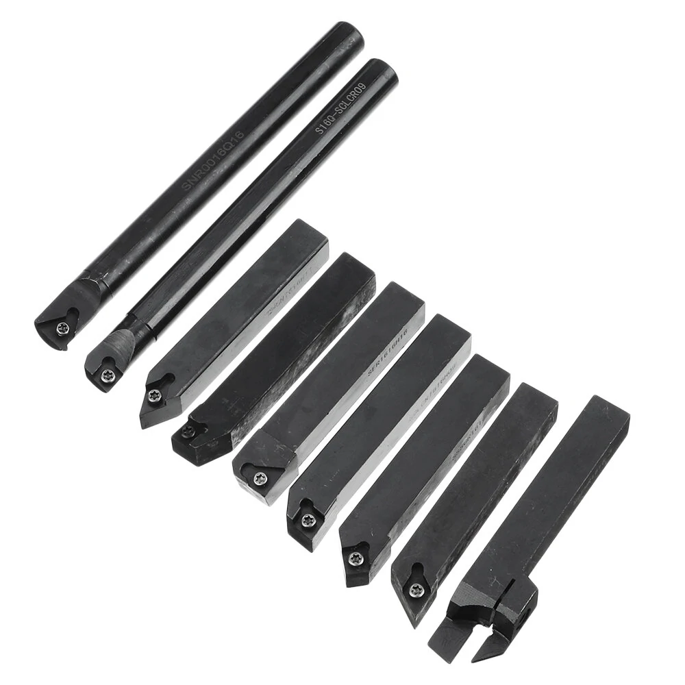 Drillpro 9pcs 16mm Shank Lathe Boring Bar Turning Tool Holder Set With Carbide I — view 2