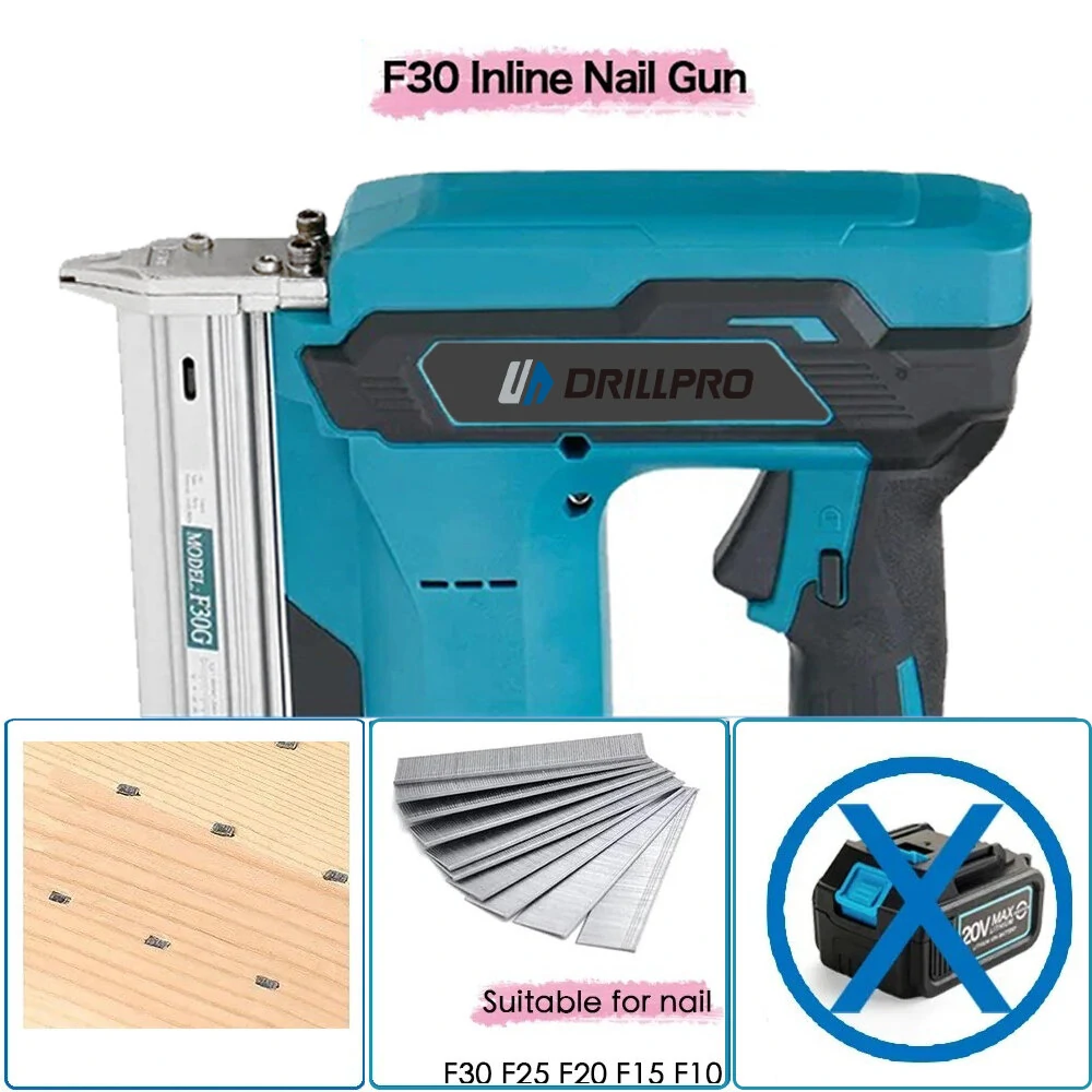 Drillpro Brushless F30 Electric Nail Gun 18V Compatible with Mak Battery High Power Cordless Design Ideal for Wood Inlaying and Furniture Manufacturing 100 Nails Included — view 4