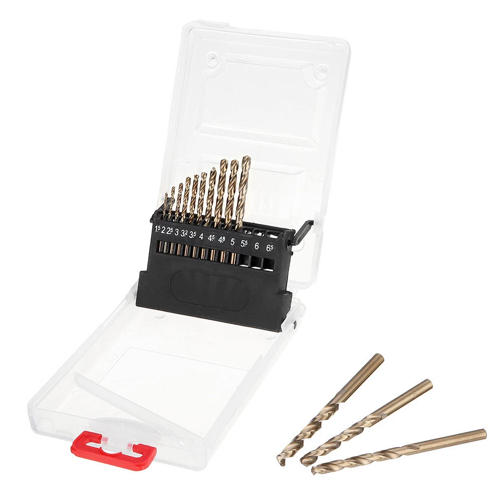 Drillpro M35 Cobalt Drill Bit Set HSS-Co Jobber Length Twist Drill Bits with Plastic Case for Stainless Steel Wood metal Drilling