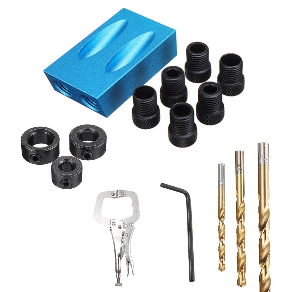 Drillpro Pocket Hole Screw Jig Dowel Drill Guide Woodworking Locator with Drill — view 2