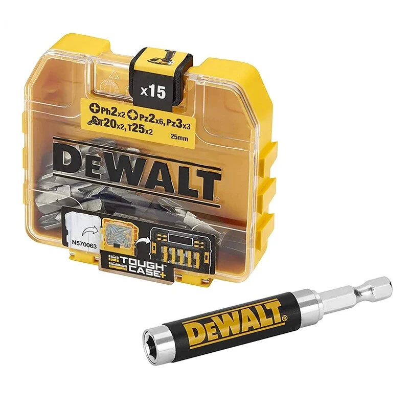 DT71511 for DEWALT Screwdriver Bit Set 16 Piece Magnetic Holder Telescopic Guide PH2 PZ2 PZ3 T20 T25 Impact Driver Bits Heat Treated Storage Box Electric Drill Accessories