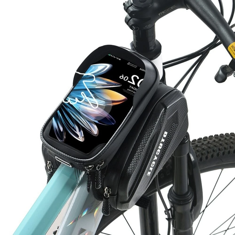 DTUCYCLE Bicycle Front Frame Separable Organizer Bag Waterproof Touch Screen Cycling Bag Triple Hoop Loop Fastening Bike Tube Bag for MTB Road — view 2