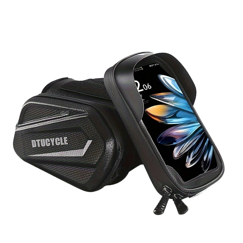 DTUCYCLE Bicycle Front Frame Separable Organizer Bag Waterproof Touch Screen Cycling Bag Triple Hoop Loop Fastening Bike Tube Bag for MTB Road — view 3