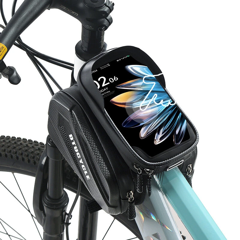DTUCYCLE Bicycle Front Frame Separable Organizer Bag Waterproof Touch Screen Cycling Bag Triple Hoop Loop Fastening Bike Tube Bag for MTB Road — view 9