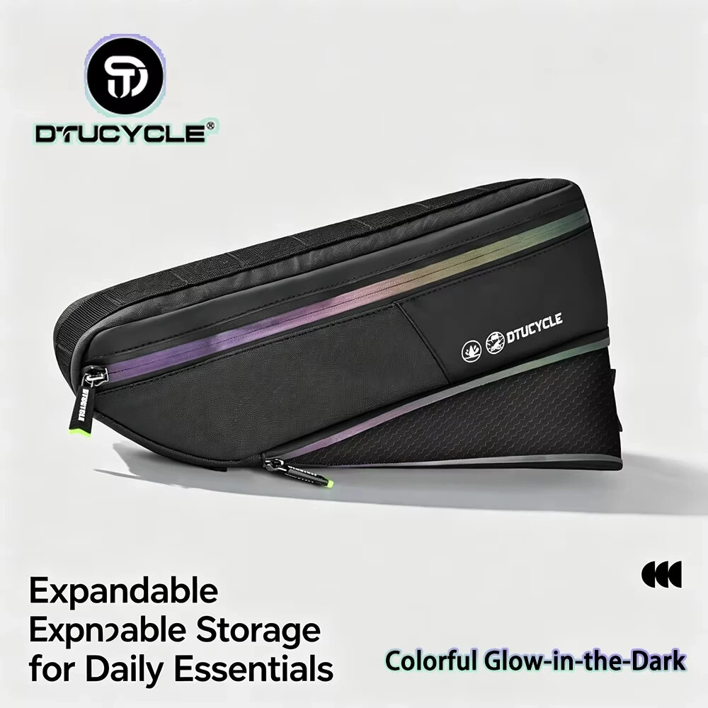 DTUCYCLE Waterproof Bicycle Frame Bag Expandable Storage Lightweight 0.2kg Reflective Safety Bike Top Tube Pouch Cycling Accessories — view 3