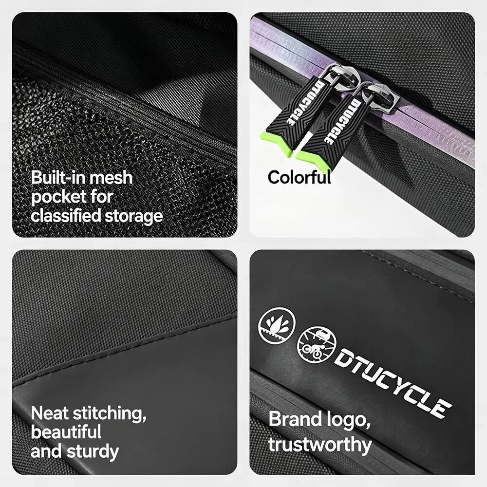 DTUCYCLE Waterproof Bicycle Frame Bag Expandable Storage Lightweight 0.2kg Reflective Safety Bike Top Tube Pouch Cycling Accessories — view 5
