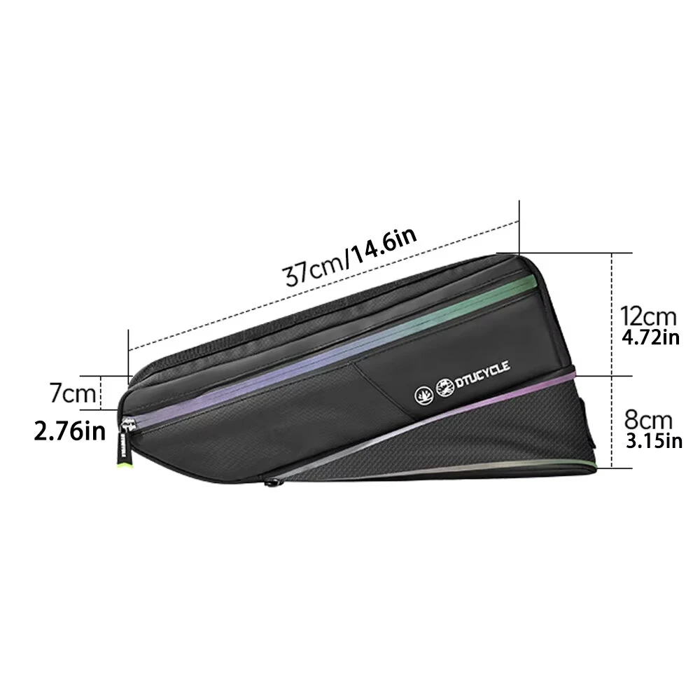DTUCYCLE Waterproof Bicycle Frame Bag Expandable Storage Lightweight 0.2kg Reflective Safety Bike Top Tube Pouch Cycling Accessories — view 7