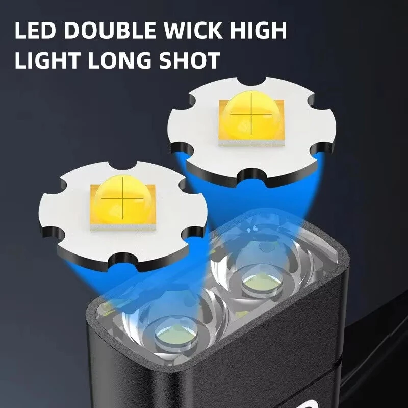 Dual Core LED Flashlight Waterproof Lightweight Rechargeable Outdoor Camping Strong Light Long-range Portable Keychain Light — view 4