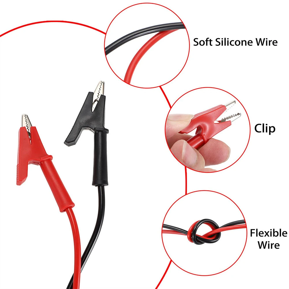 Dual Ended Crocodile Alligator Clips 15A Test Lead Wire Cable 3.3 ft with Copper Clamps Electrical Testing Accessories — view 3