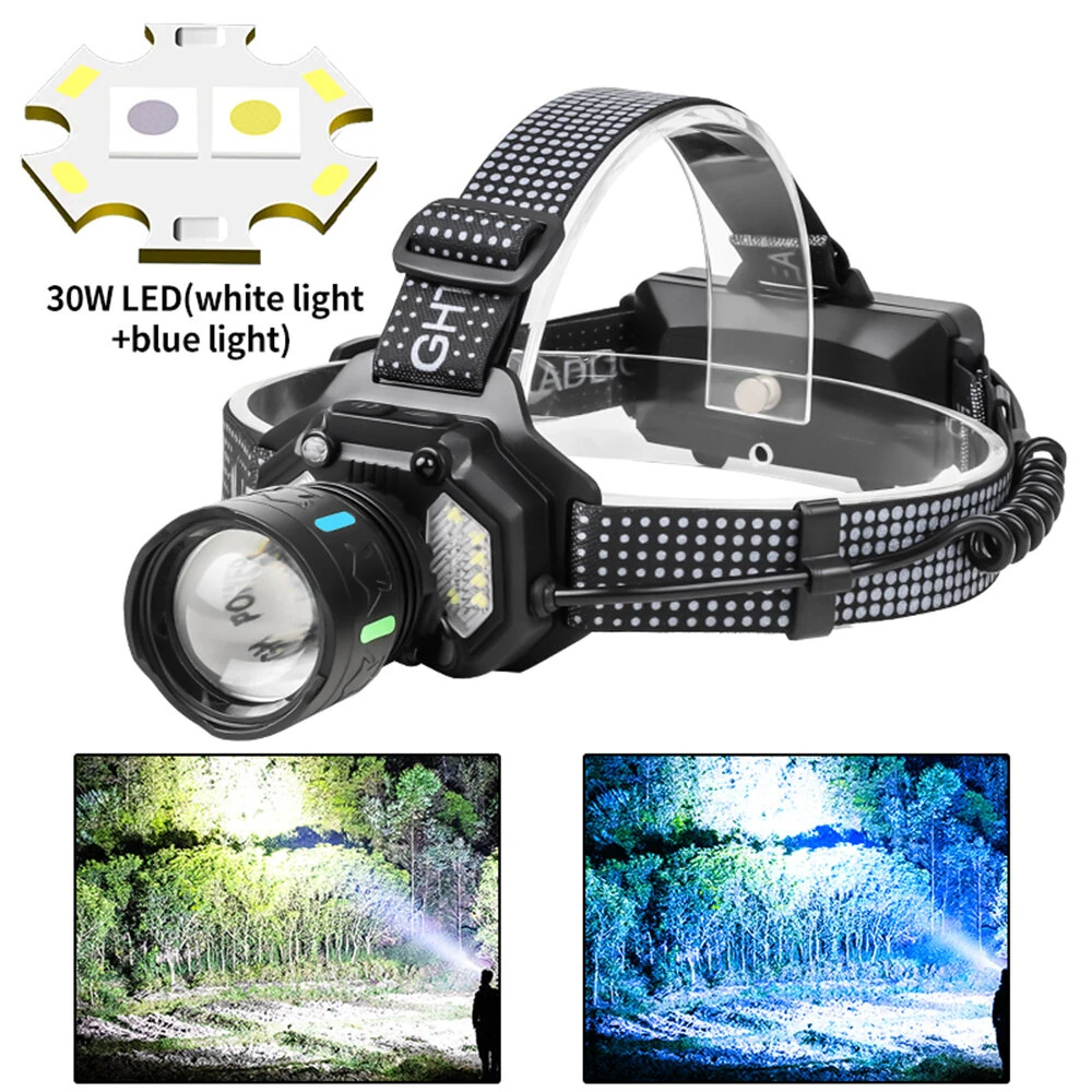 Dual Light Source Zoomable LED Headlamp with Sensing Switch Long-Range Strong Light LED Outdoor Long Endurance Head Light Searchlight — view 2