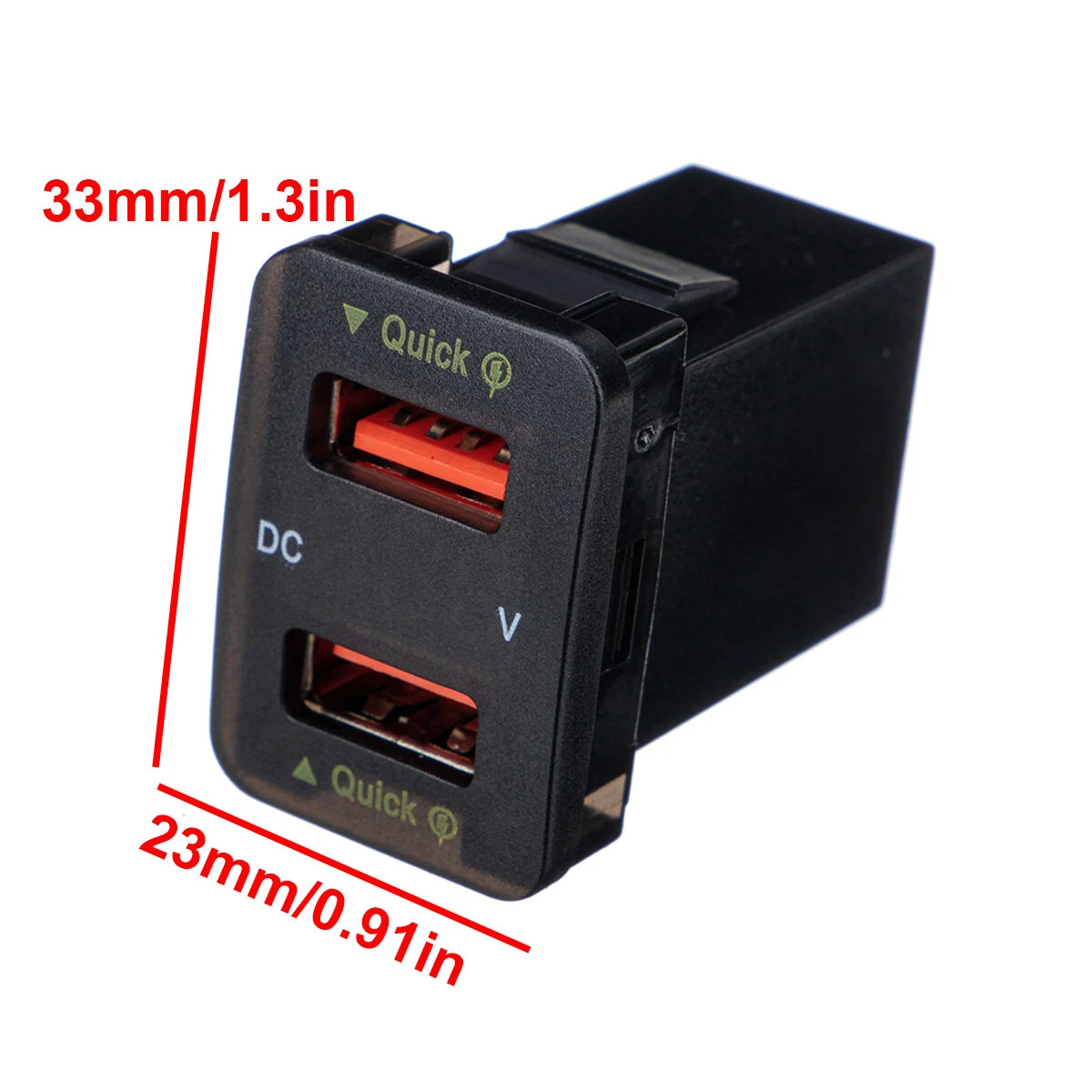 Dual USB QC Car Charger Socket Power Adapter With 12-24V Voltmeter LED Car Accessories 33mm*23mm For Toyota Quick Charge For Mobile Phone — view 3