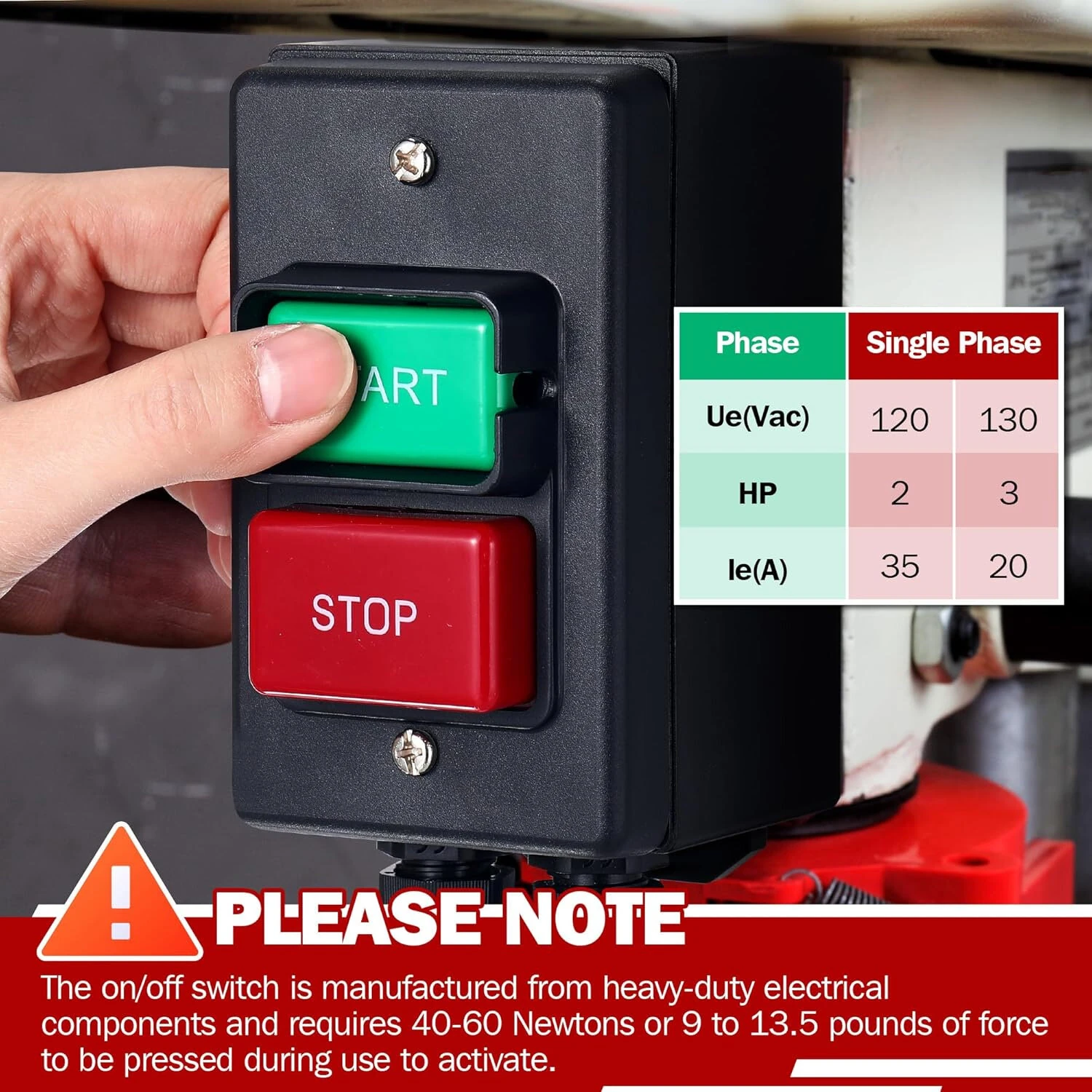 Dual Voltage Single Phase On/Off Switch 2HP/35A 120V 3HP/20A 230V Deep Switch Box Master Shut Off Fast Power Off For Table Saw Router Table Drill Press — view 2