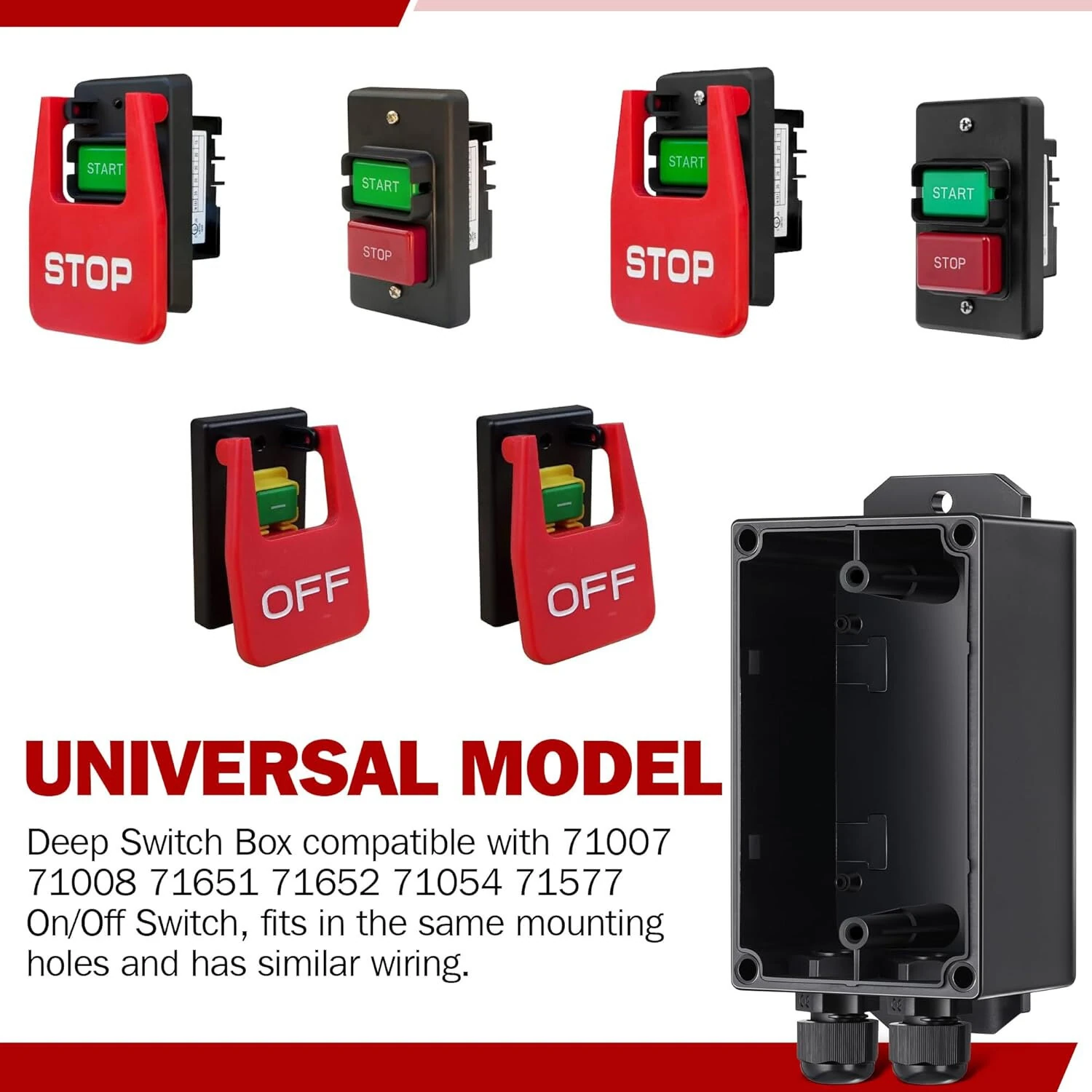 Dual Voltage Single Phase On/Off Switch 2HP/35A 120V 3HP/20A 230V Deep Switch Box Master Shut Off Fast Power Off For Table Saw Router Table Drill Press — view 6