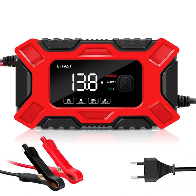 E-FAST 12V 6A Large Screen Digital Display Battery Charger Pulse Repair for Car Motorcycle Dry Water Lead-acid Batteries — E-FAST