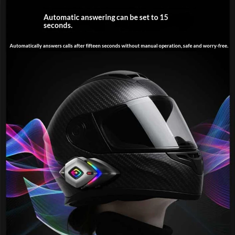 E01 RGB Helmet Headset Wireless bluetooth Earphone Stereo Bass Sound CVC DSP Dual Noise Cancelling Voice Assistant IPX6 Waterproof SOS Flashing Signal Motorcycle Helmet Headphones — view 4