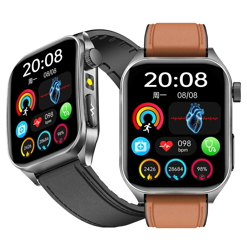E810 1.952-inch AMOLED Display ECG 650nm Laser Semiconductor Conditioning Micro Physical Examination bluetooth Call Heart Rate Blood Pressure Blood Oxygen Monitor Uric Acid and Blood Lipid Blood Glucose Measurement Sleep Monitoring HRV-AI Medical Diagnosi — Pricio