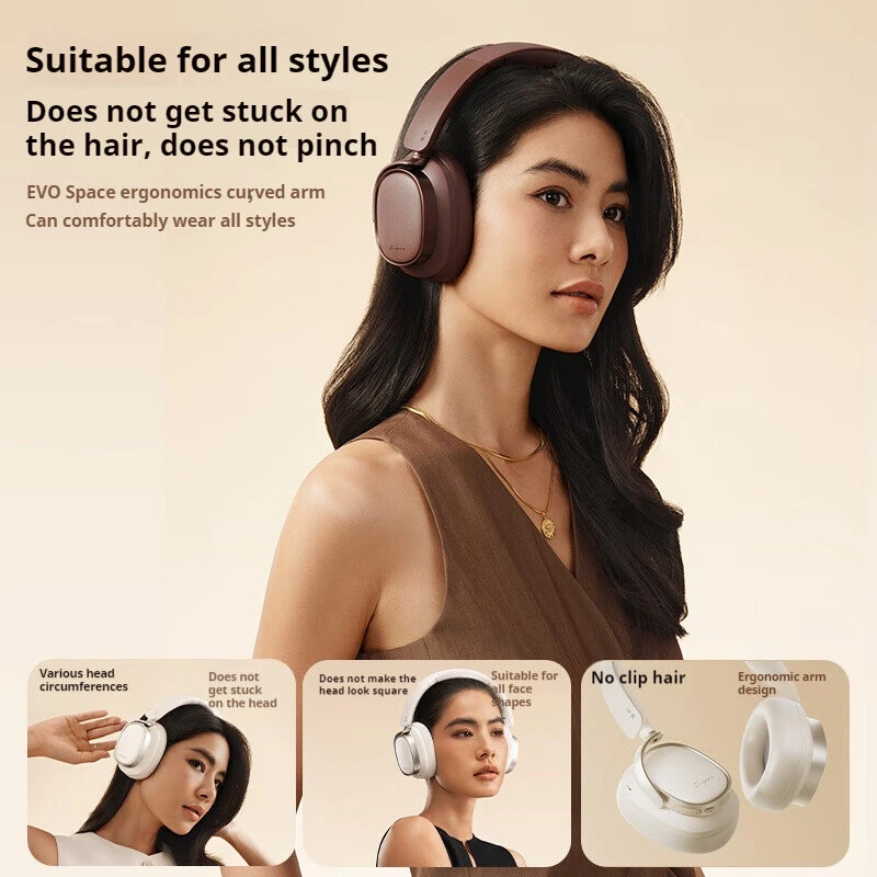 Edifier Evo Space bluetooth Headphone Gaming Headset ANC -45dB Depth Active Noise Canelling DNN Call Noise Reduction 40mm Titanium-plated Composite Diaphragm Hi-Res LHDC5.0 Audio 93H Playback Support Wired Connection Headphones with Mic — view 6
