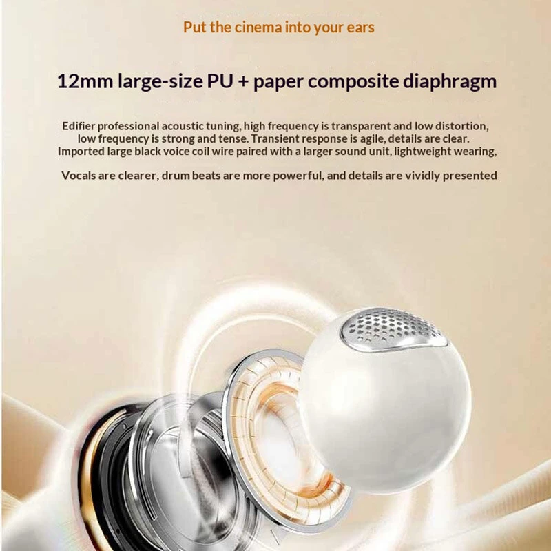EDIFIER FitClip Ultra AI Earclips Headset Wireless bluetooth Earphone 12mm Large-size Composite Diaphragm LDAC Hi-Res Audio IP56 Waterproof Sports Headphones — view 6