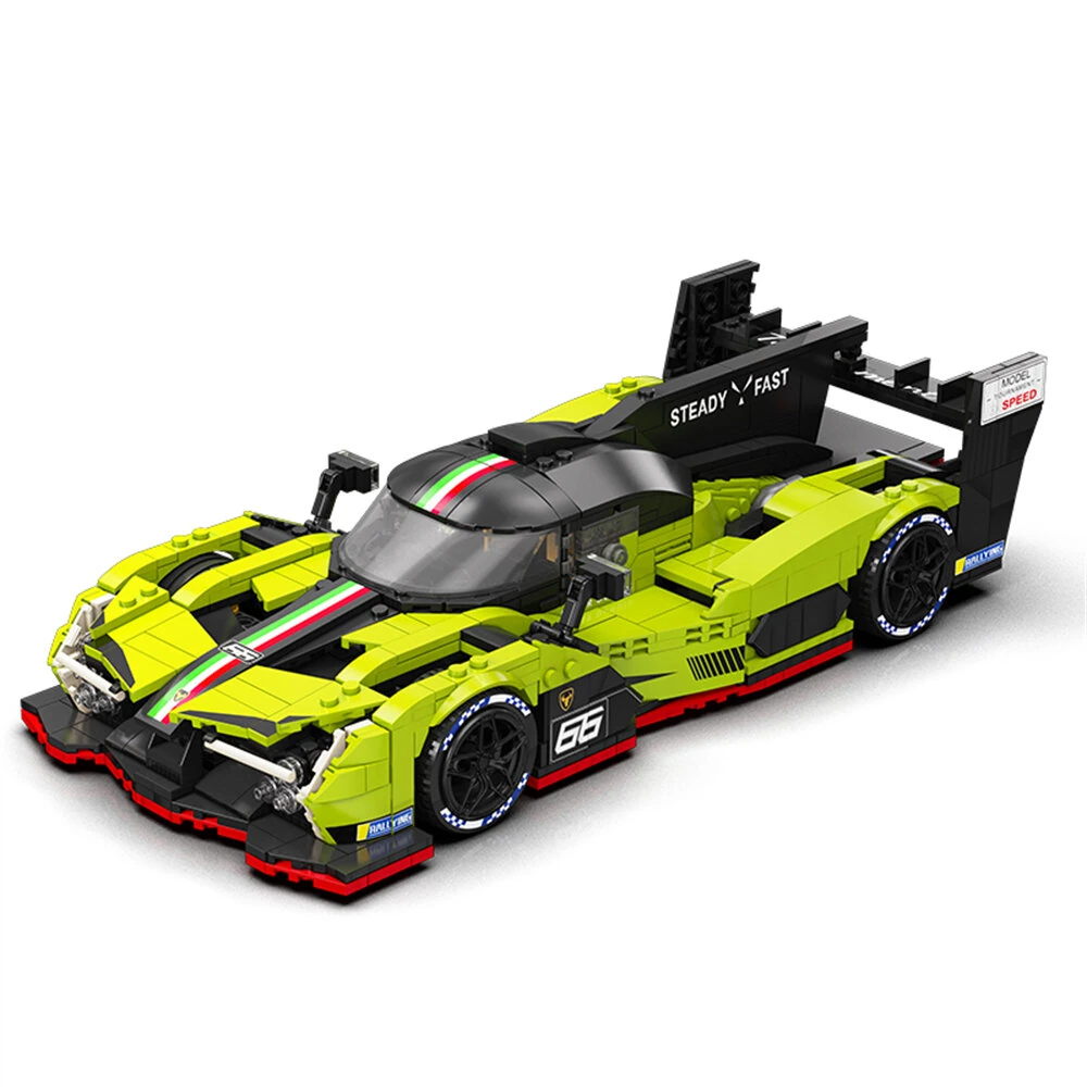 Eikee MOC City Flame Racing Car Model Building Blocks 16 Grids Sports Vehicle Bricks Toy for Kids Festival Gift — view 3