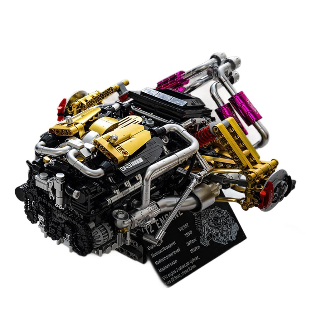Eikee Y15001 V8 Engine Model / Y15002 Engine Model / Y15004 V12 Engine Model / Y15010 Horizontally Opposed Engine Model Building Blocks Kit Mechanical Assembly Toys Boys Collection Gifts — view 3