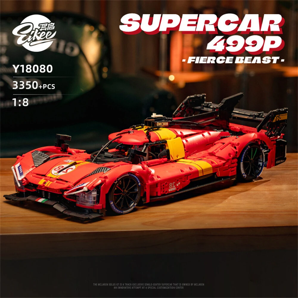 Eikee Y18080/Y18081 1:8 LE MANS 499P/SC63 Sports Car Model Building Blocks Kit DIY Toy Collection Gift — view 3