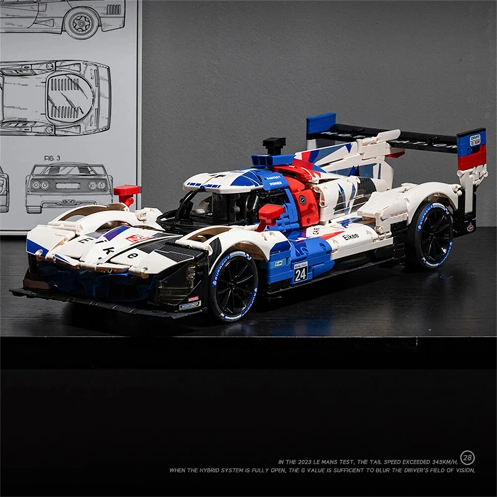 Eikee Y18082 1/8 MANS M V8 Blue Supercar Building Blocks Kit 3507PCS RC Racing Vehicles Model Desktop Ornament Collect Toys Gift — view 3