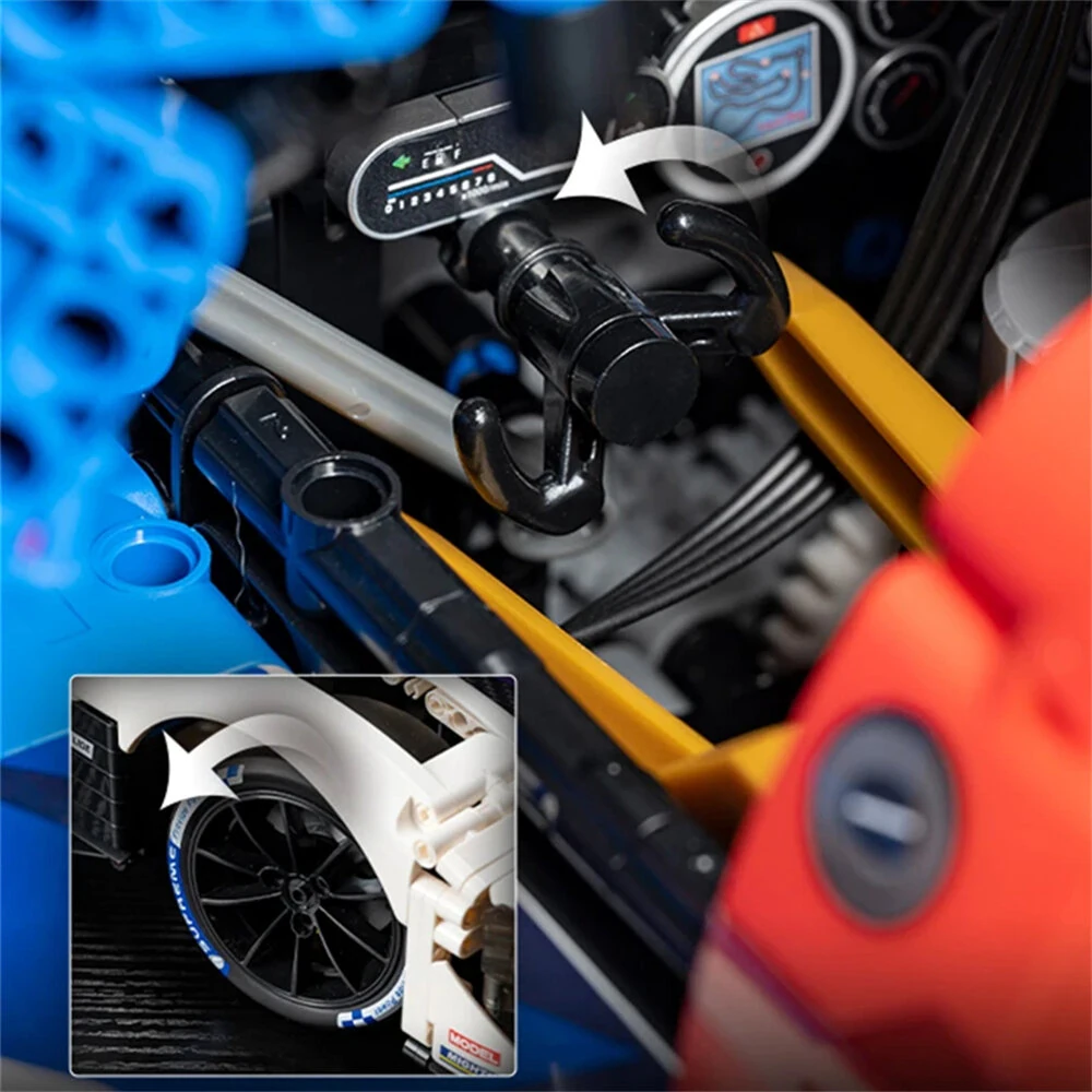 Eikee Y18082 1/8 MANS M V8 Blue Supercar Building Blocks Kit 3507PCS RC Racing Vehicles Model Desktop Ornament Collect Toys Gift — view 9