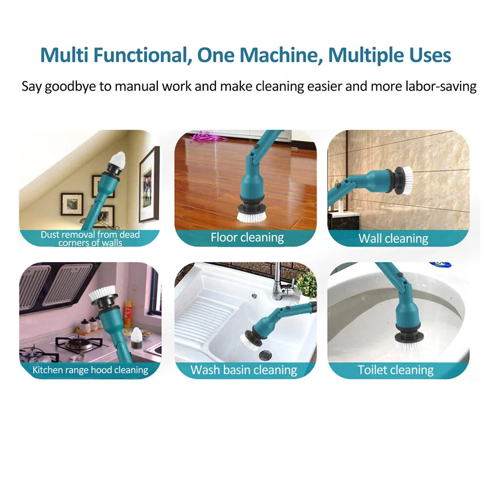Electric Cleaning Brush 350W 10000mAh Battery 600/1000RPM IPX7 Waterproof with 8 Interchangeable Heads and Extendable Shaft for Bathroom Kitchen Car Cleaning — view 10