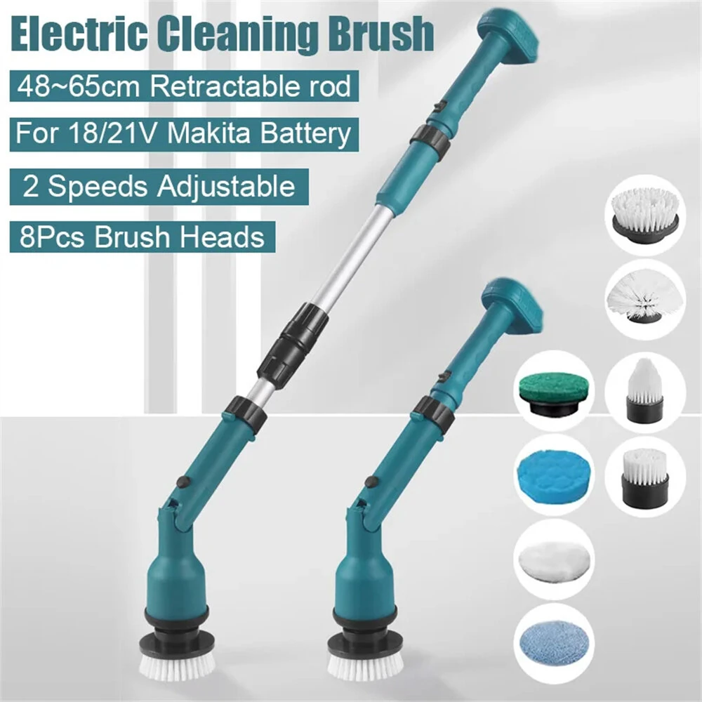 Electric Cleaning Brush 350W 10000mAh Battery 600/1000RPM IPX7 Waterproof with 8 Interchangeable Heads and Extendable Shaft for Bathroom Kitchen Car Cleaning — view 2