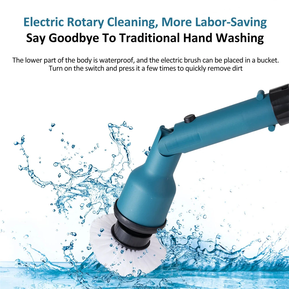 Electric Cleaning Brush 350W 10000mAh Battery 600/1000RPM IPX7 Waterproof with 8 Interchangeable Heads and Extendable Shaft for Bathroom Kitchen Car Cleaning — view 4