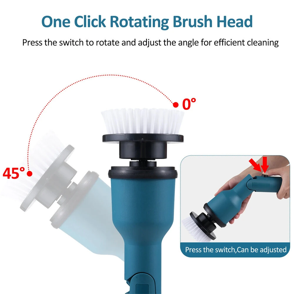 Electric Cleaning Brush 350W 10000mAh Battery 600/1000RPM IPX7 Waterproof with 8 Interchangeable Heads and Extendable Shaft for Bathroom Kitchen Car Cleaning — view 6