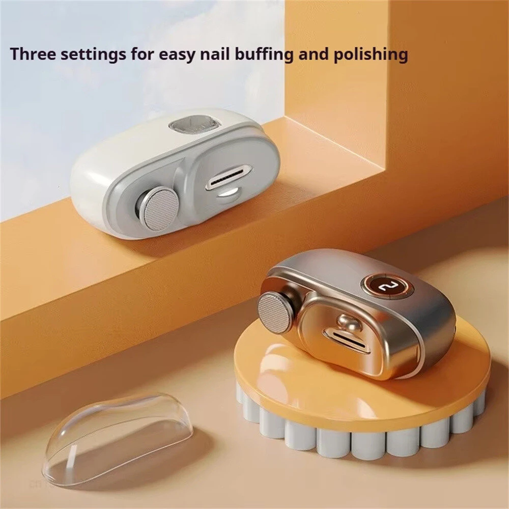Electric Nail Clippers 2-in-1 USB Electric Automatic Polishing Nail Trimmer LED Light Baby Care 3-speed Electric Nail Trimmer — view 3