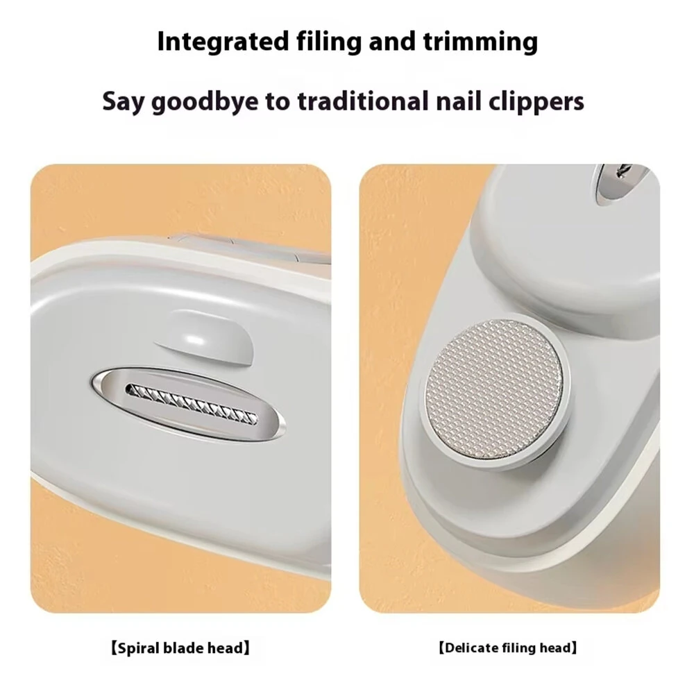 Electric Nail Clippers 2-in-1 USB Electric Automatic Polishing Nail Trimmer LED Light Baby Care 3-speed Electric Nail Trimmer — view 8
