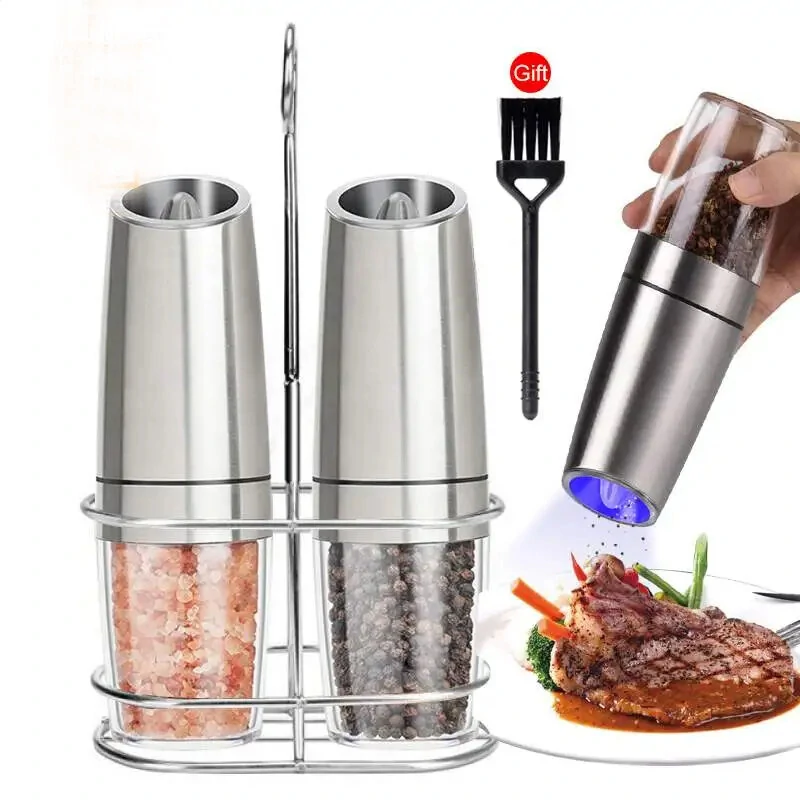 Electric Pepper Mill Sets Herb Coffee Grinder with LED Light Automatic Gravity Induction Salt Shaker Grinders Machine Spice Mill Tool — Pricio