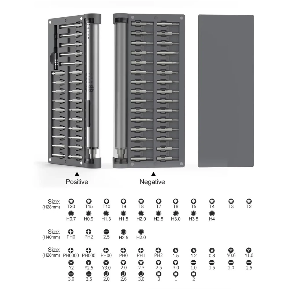 Electric Screwdriver Set 57-In-1 Rechargeable Cordless S2 Steel Bits Magnetic Pad Magnetizer Magnetic Adsorption Case Gray — view 3