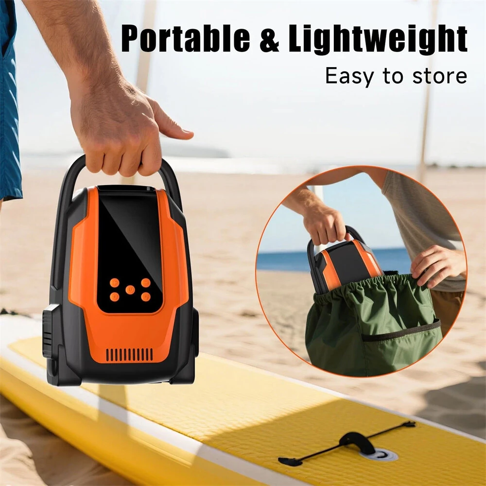 Electric SUP Air Pump 20 PSI High Pressure Portable Inflator Deflator Quick Inflation with Auto-Off 12V DC for Stand Up Paddle Boards Boats Car Tires — view 5