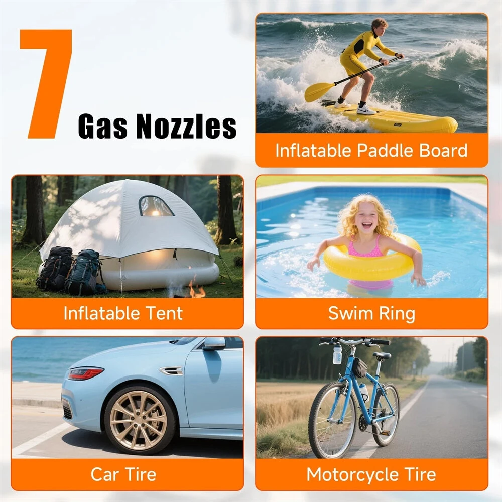 Electric SUP Air Pump 20 PSI High Pressure Portable Inflator Deflator Quick Inflation with Auto-Off 12V DC for Stand Up Paddle Boards Boats Car Tires — view 7