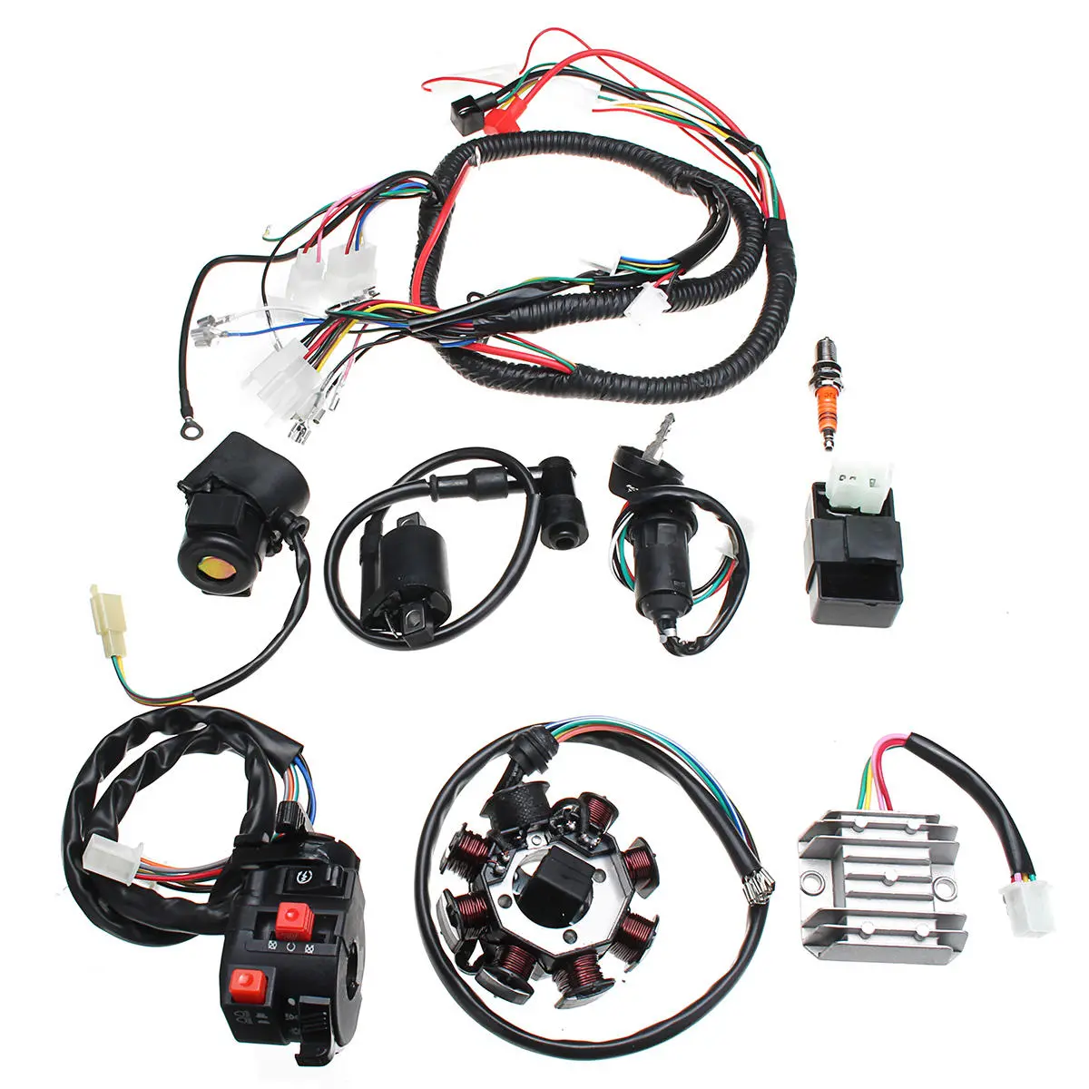Electric Wiring Harness Wire Loom CDI Motor Stator Full Set For ATV QUAD 150/200/250CC — image 1