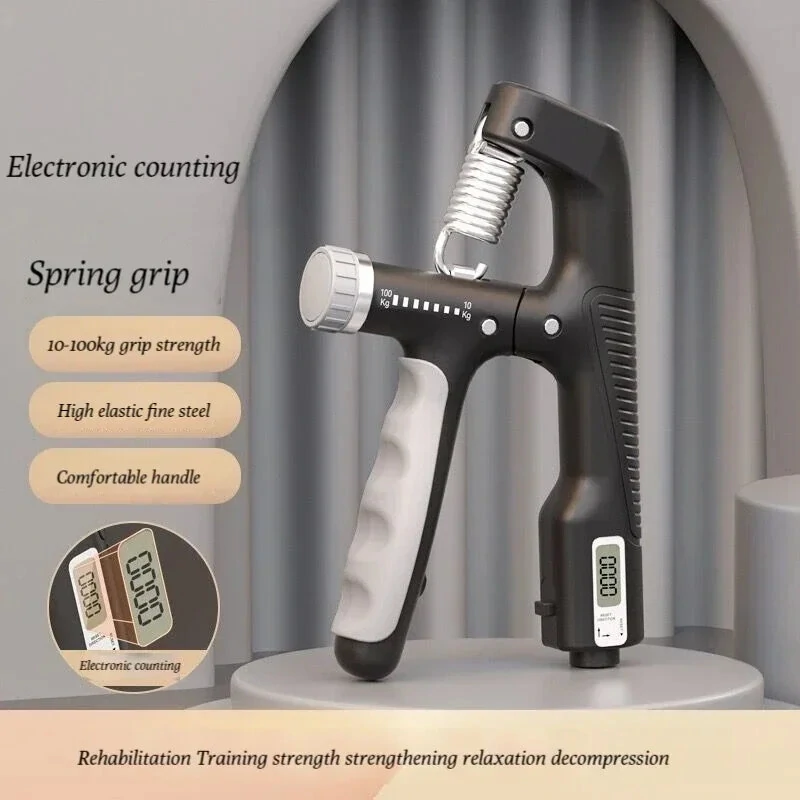 Electronic Counting Handgrip Adjustable 10-100kg Hand Gripper Spring Mechanical Counting Finger Gripper Muscle Trainer Rehabilitation Training Fitness Device — view 2